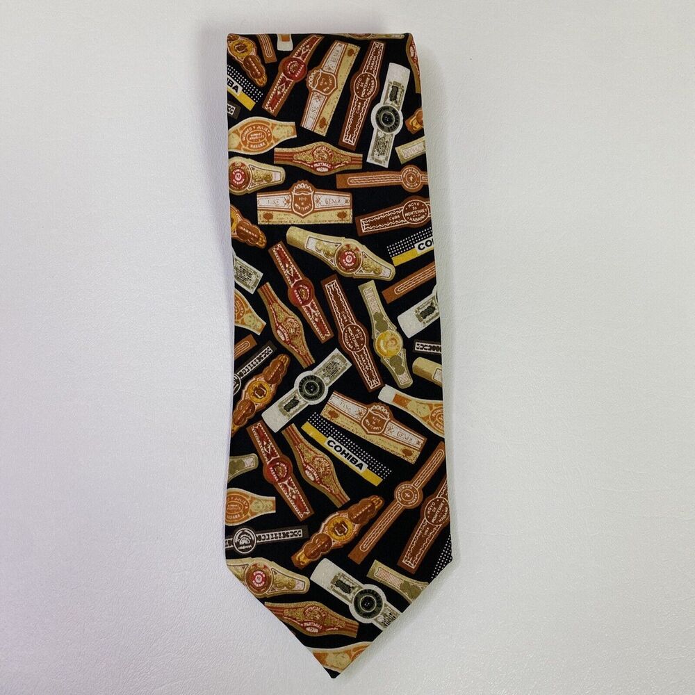RM Style Ralph Marlin Cohiba Habana Cigar Graphic Tie 100% Silk Cuban